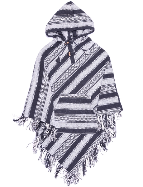 Poncho noir et gris pointu traditionnel