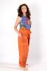 Pantalon bouffant orange à frise ethnique et motif Om latéral