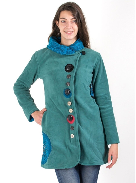 manteau femme bleu turquoise